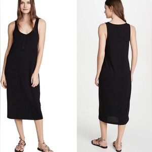 Z Supply Meridian Black Button Casual Midi Dress Size Med‎